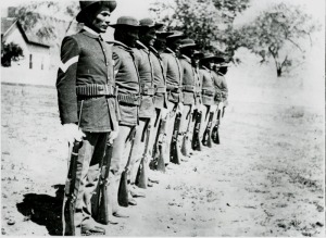 ‘Indian’ scouts, Company C Arizona, 1882. They were first authorised as members of the U.S. Army in 1866 and provided vital knowledge of local terrain and Native American tribes.